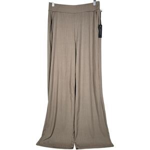 Dictionary Fine Ribbed Wide Leg‎ Trousers with Stretch in Taupe M NWT